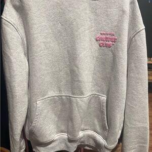 White Fox Light Gray Comfort Club Hoodie with Pink Logo